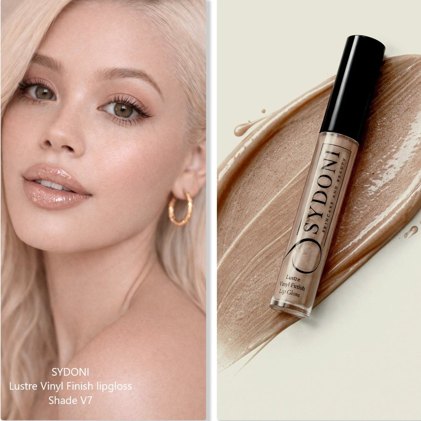 SHADE V7 LUSTRE VINYL FINISH LIPGLOSS - Sheer Light Brown with Golden Shimmer
